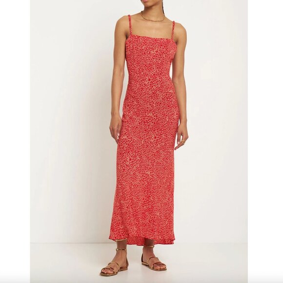 NWT Rotate Jacquard red viscose midi slip dress Size 42 (US 10) - Picture 1 of 12